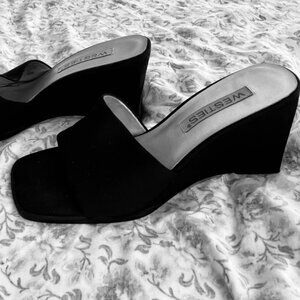 Westies Satin Open Toe Wedge Heels sz 8.5